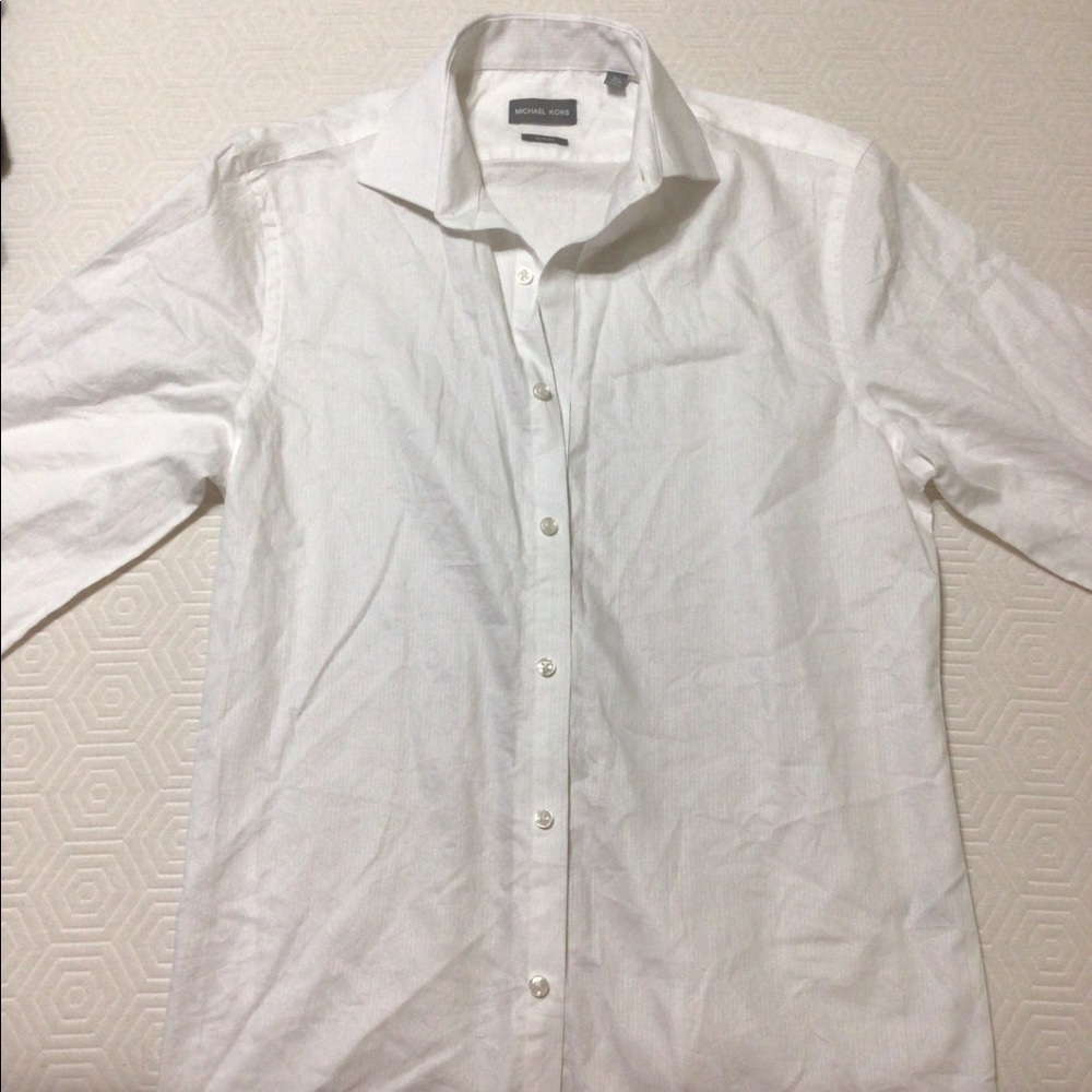 Michael Kors Textured White Dress Shirt